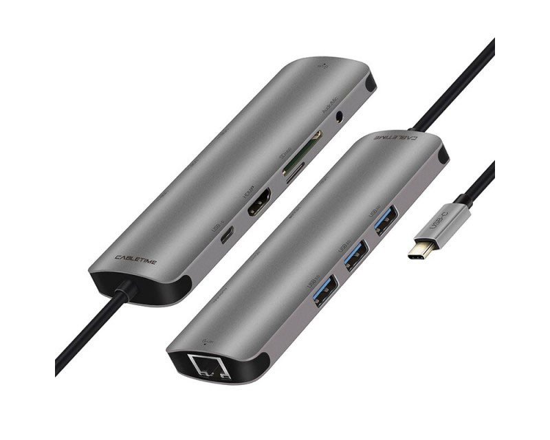 Multi USB C HUB to USB 3.0 HDMI Adapter AUX Lan Network Hub for MacBook Air Matebook X 13 Type-C Hub C042
