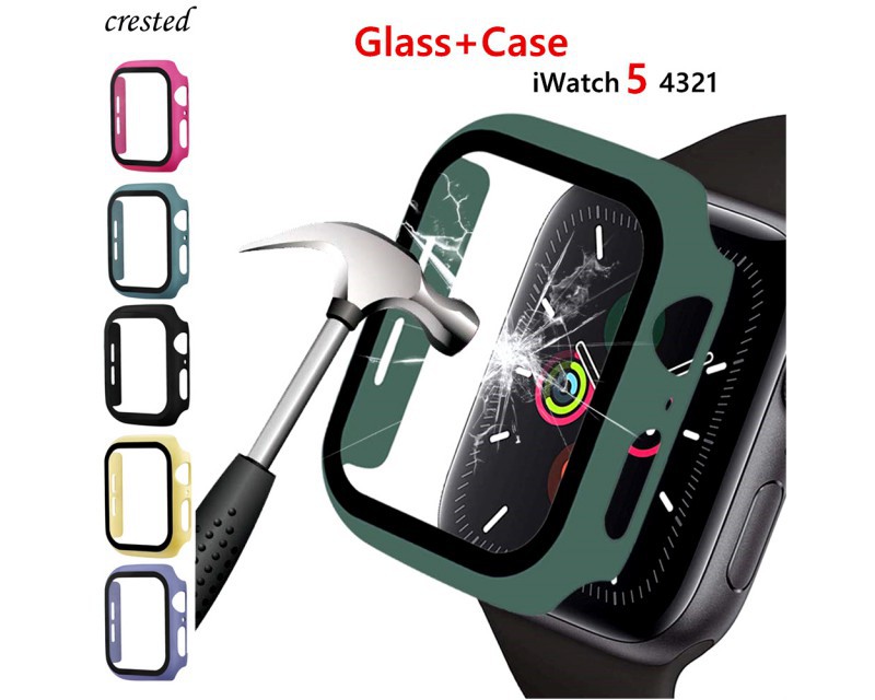 Glass+case For Apple Watch serie 5 4 44mm 40mm iWatch 3 42mm 38mm Tempered bumper Screen Protector+cover apple watch Accessories