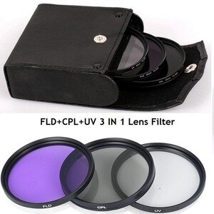 49 ~ 77 MM 3 in 1 Lens Filter Set with Bag UV+CPL+FLD  for Cannon Nikon Sony Camera